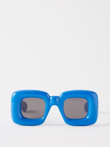 Loewe Eyewear - Inflated Square Acetate Sunglasses - Womens - Blue