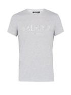 Matchesfashion.com Balmain - Logo Print Cotton Jersey T Shirt - Mens - Grey
