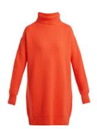 Matchesfashion.com Christopher Kane - Chunky Ribbed Knit Cashmere Roll Neck Sweater - Womens - Orange