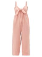 Matchesfashion.com Loup Charmant - Triton Tie Front Crinkle Cotton Jumpsuit - Womens - Pink
