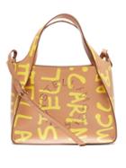 Stella Mccartney - X Ed Curtis Graffiti-logo Faux-leather Tote Bag - Womens - Tan Multi