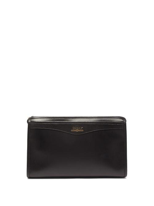 Matchesfashion.com Gucci - Logo Print Leather Wash Bag - Mens - Black