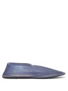 Matchesfashion.com The Row - Leather And Mesh Ballet Flats - Womens - Navy