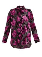 Matchesfashion.com Preen By Thornton Bregazzi - Emiline Floral Devor Blouse - Womens - Black Purple