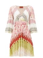 Matchesfashion.com Missoni - V-neck Balloon-sleeve Wrap-front Dress - Womens - Green Multi