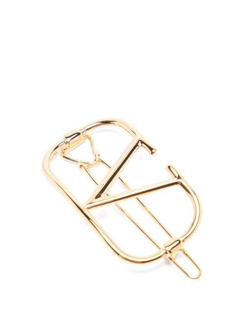 Matchesfashion.com Valentino Garavani - V-logo Hair Clip - Womens - Gold