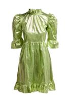Matchesfashion.com Batsheva - Ruffle Trimmed Prairie Lam Mini Dress - Womens - Green