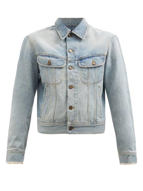 Saint Laurent - Distressed Denim Jacket - Womens - Light Denim