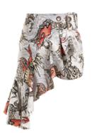 Matchesfashion.com Marques'almeida - Dragon Print Asymmetric Cotton Skirt - Womens - White Multi