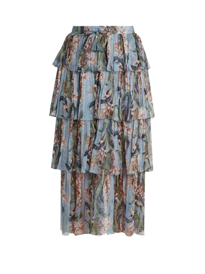 Zimmermann Winsome Floral-print Silk-georgette Skirt