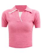 Jacquemus - Bagnu Open-back Cotton-blend Terry Polo Shirt - Womens - Pink