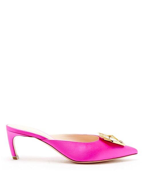 Matchesfashion.com Nicholas Kirkwood - Eden Crystal Embellished Satin Mules - Womens - Pink