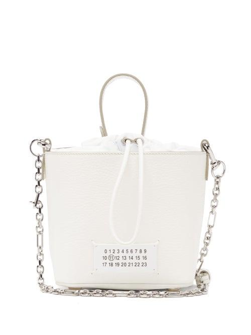 Matchesfashion.com Maison Margiela - Grained Leather Medium Bucket Bag - Womens - White