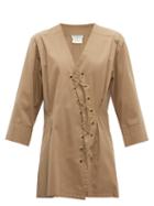 Matchesfashion.com William Vintage - Yves Saint Laurent 1990 Safari Gabardine Dress - Womens - Khaki