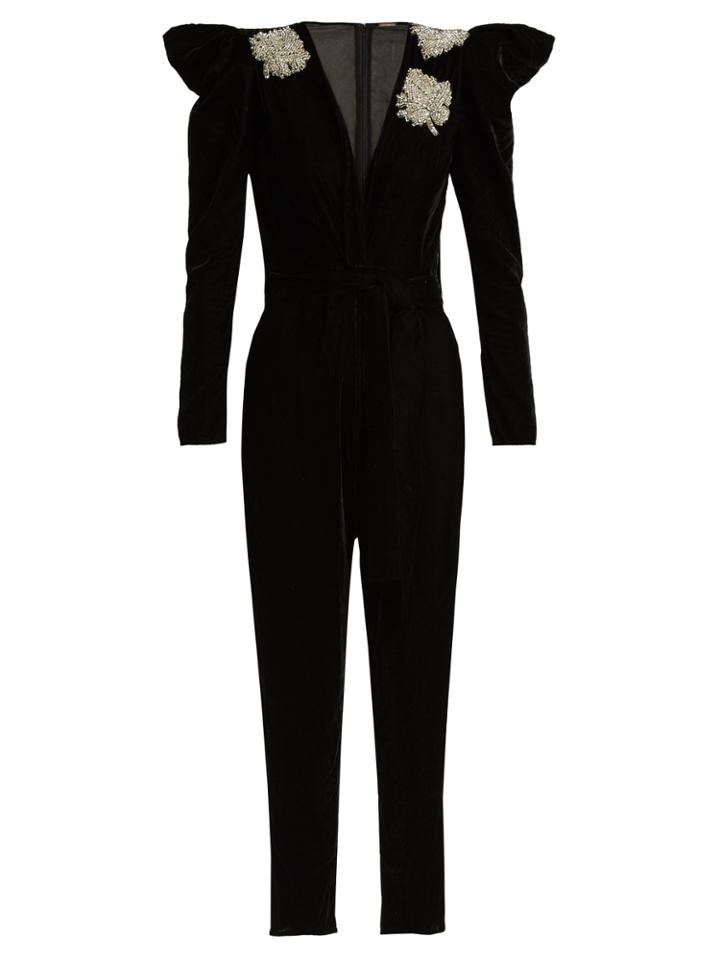 Dodo Bar Or Madison Crystal-embellished Velvet Jumpsuit