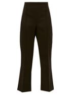 Matchesfashion.com Andrew Gn - High Rise Cropped Virgin Wool Flared Trousers - Womens - Black