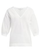 Matchesfashion.com Tibi - Knitted V Neck Mesh Top - Womens - White