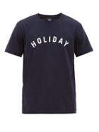 Matchesfashion.com Holiday Boileau - Logo Print Cotton T Shirt - Mens - Navy