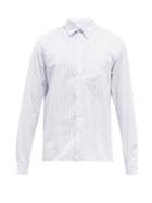 Mens Rtw Another Aspect - Striped Organic Cotton-poplin Shirt - Mens - White Multi