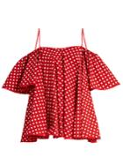 Anna October Off-the-shoulder Polka-dot Top
