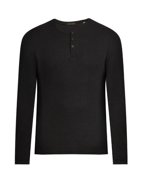 Atm Long-sleeved Ribbed-jersey Henley T-shirt