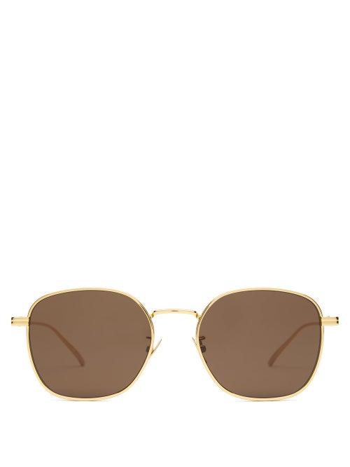 Matchesfashion.com Bottega Veneta - Round Metal Sunglasses - Mens - Gold
