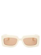 Matchesfashion.com Gucci - Quilted Rectangle Acetate Sunglasses - Womens - Ivory
