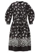 Matchesfashion.com Simone Rocha - Balloon-sleeve Floral Lace-print Poplin Dress - Womens - Black White