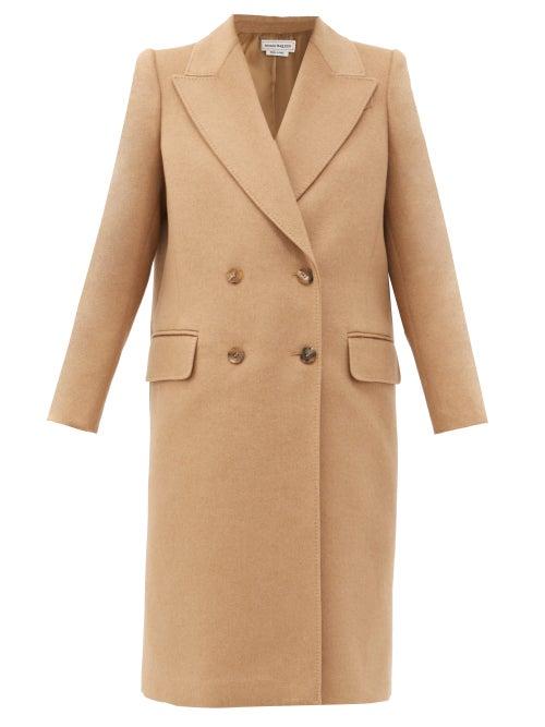 Matchesfashion.com Alexander Mcqueen - Double-breasted Camel-hair Coat - Womens - Beige