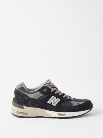 New Balance - M991 Suede, Leather And Mesh Trainers - Mens - Navy