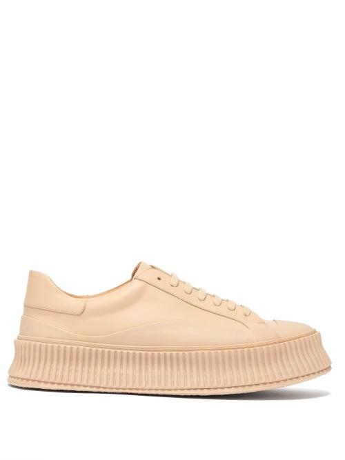 Matchesfashion.com Jil Sander - Platform Corrugated Sole Leather Trainers - Womens - Beige