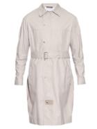 Lanvin Belted Paper-effect Leather Overcoat