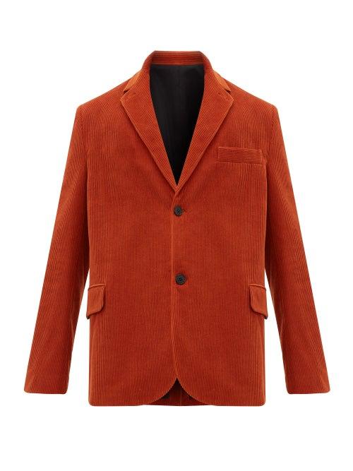 Matchesfashion.com Raey - Single Breasted Cotton Blend Corduroy Blazer - Mens - Dark Orange
