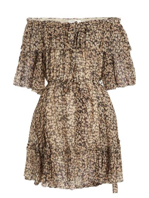 Matchesfashion.com Zimmermann - Prima Cherry Off The Shoulder Silk Georgette Dress - Womens - Black Multi