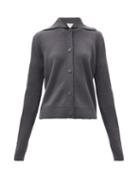 Matchesfashion.com Bottega Veneta - Spread-collar Wool Cardigan - Womens - Dark Grey