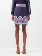 Zimmermann - Celestial Beaded High-waist Mini Skirt - Womens - Navy Multi
