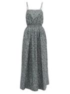 Matchesfashion.com Matteau - Floral Print Cotton Poplin Maxi Dress - Womens - Blue Print