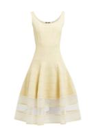 Matchesfashion.com Alexander Mcqueen - Panelled Stretch Knit Midi Dress - Womens - Light Yellow