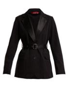 Matchesfashion.com Sies Marjan - Terry Satin Lapel Single Breasted Cotton Blazer - Womens - Black