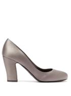 Matchesfashion.com Prada - Block Heel Satin Pumps - Womens - Grey