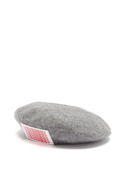 Matchesfashion.com Charles Jeffrey Loverboy - Logo Appliqu Wool Blend Beret - Womens - Grey