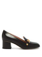 Matchesfashion.com Gucci - Sylvie Web Stripe And Chain Block Heel Loafers - Womens - Black