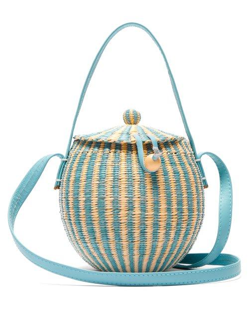 Matchesfashion.com Sensi Studio - Striped Straw Shoulder Bag - Womens - Blue Multi