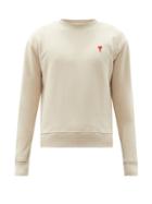 Matchesfashion.com Ami - Logo-embroidered Cotton-jersey Sweatshirt - Mens - Beige