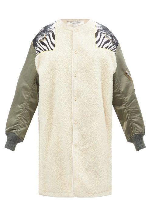 Junya Watanabe - X Versace Patchwork Faux-shearling Coat - Womens - Cream Multi