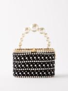 Rosantica - Holli Megeve Crystal-embellished Crochet Handbag - Womens - Black White