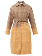 Matchesfashion.com Msgm - Faded Checked Single-breasted Cotton Trench Coat - Womens - Beige Multi