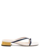 Matchesfashion.com Gucci - Alison Gg-logo Square-toe Leather Sandals - Womens - Blue White