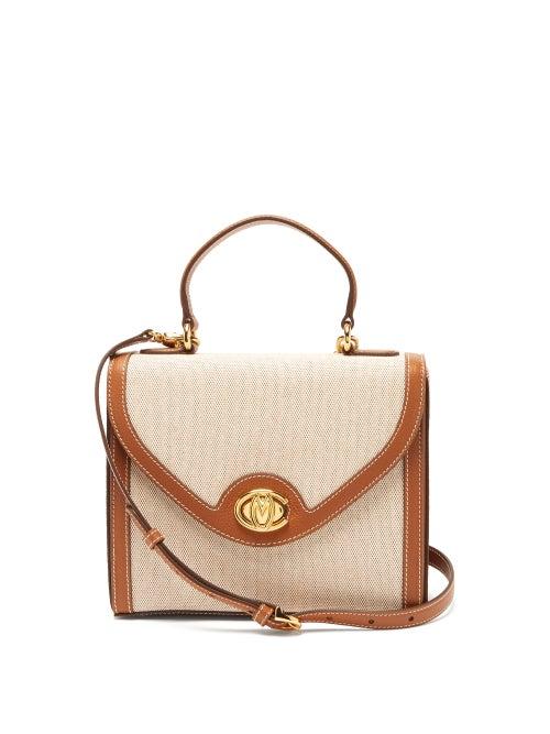 Matchesfashion.com Mark Cross - Valentina Leather-trimmed Canvas Box Clutch - Womens - Brown Multi