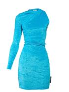 Matchesfashion.com Balenciaga - Asymmetric Crushed Velvet Mini Dress - Womens - Blue